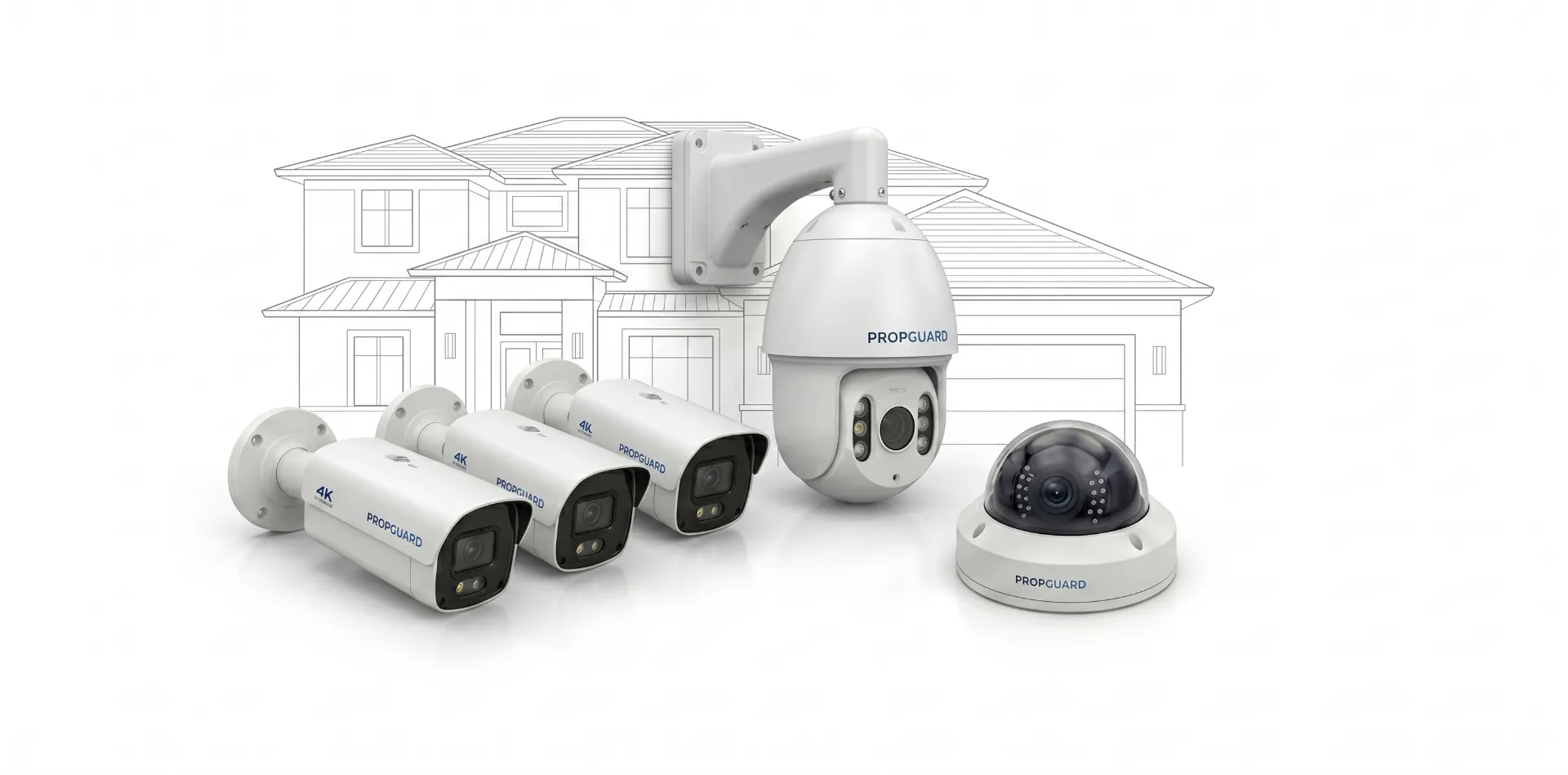 PropGuard 4K camera system with bullet cameras, PTZ dome and vandal-proof dome